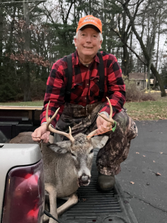 Kevin O'loughlin from East Tawas Bagged a nice 7point in Naldwin Twp.  : I was returning to my blind, looked through the door through the opposite window, spotted the buck behind some brush looking at me. He was about 70 yard away, I hit him high on the shoulder and he went right down