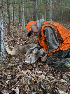 Dick Look from East Tawas Bagged his 4 point in Tawas Twp.!   Actually a 6pt. Left side had a full 3pts. The right side had been broken in battle and was left with one short antler