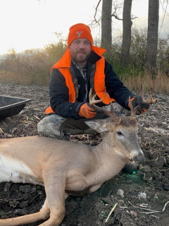 Nick Mausolf from Filion bagged his 9 point in Bad Axe!   Hadn't see a buck in 3 days. Came out of nowhere at a fast walk and around 150yds