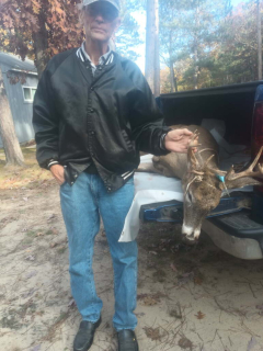 James Childs from Oscoda bagged his 8 point in Tawas!  Just doing what I love to do…with my wife. We are both almost 80 years old.