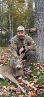 ChrisSchafer from Clinton Township bagged his 8 point in Twining!   Was blessed with this guy in the first 30 minutes within my first hunt of the season after a 7 hr drive to get there from Cincinnati. Always be ready