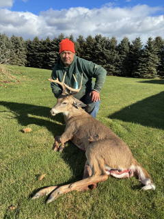 Scott Loss from Palms bagged his 9 point in Sanilac County! seen buck on the way to town ask land owner for permission and he laughed how are you gonna get back there I used my brain and a lot of luck using the terrain and got in to position for him to step out of the ditch/creek lol very lucky and not to bad for an old Fat guy sneak up on him 