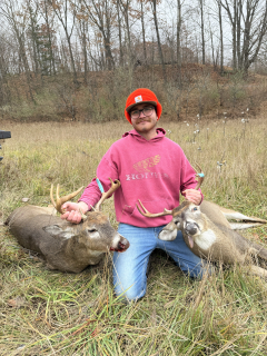 William Ludlow Jr. from Rose City bagged his two in Lupton!  These were the first 2 bucks I’ve ever shot got the small one first then got the second one an hour later first 2 I’ve ever got and got them in the same morning 