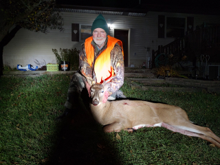 Larry Snyder from Twining bagged his 8 point in Twining!   He got within 15 yards, pulled the trigger and click realized I hadn't racked one into chamber racked one in short racked it and click again. Third time is the charm racked it the third time rifle went off and he went down. Exciting and nerve racking.