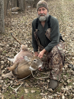 Dan Wallace from Port Huron bagged his 2 point in Sanilac County!   Out hunting with my son in-law. He had an opportunity to take down a 7 point Sunday and if I swop places on setting the next morning since I hadn’t taken one yet, with a little hesitation I said sure, and glad I did had this buck come out 55 yards and gave me an opportunity to take it down. Had to track it through a for a short but found it with problems, found a short cut to drag it out and now both were able to put meat in the freezer. First time hunting together and getting a deer and we both were able to get one. Really enjoyed the hunt.