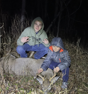 Zander Johnson from Hale bagged his 8 point in Reno Township! Run home from college jump into the woods to fill my license Thanks dad for letting me use your blind