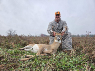 James Stork from Clinton Twp. bagged his 8 point in Manchester!  Day time just rising, I was in my blind for about 20 minutes, then a 8 point buck appeared, Then i shot it and it drop right down